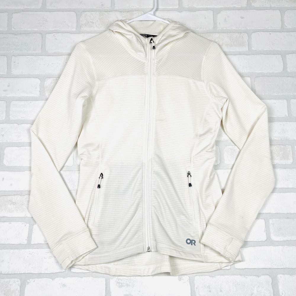 Outdoor Research Vigor Full Zip Grid Fleece Hoodie Womens XS White Activewear